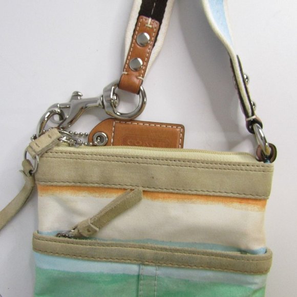 COACH Hampton Multicolor Watercolor Stripe Small Swingpack Crossbody Bag - Picture 6 of 8